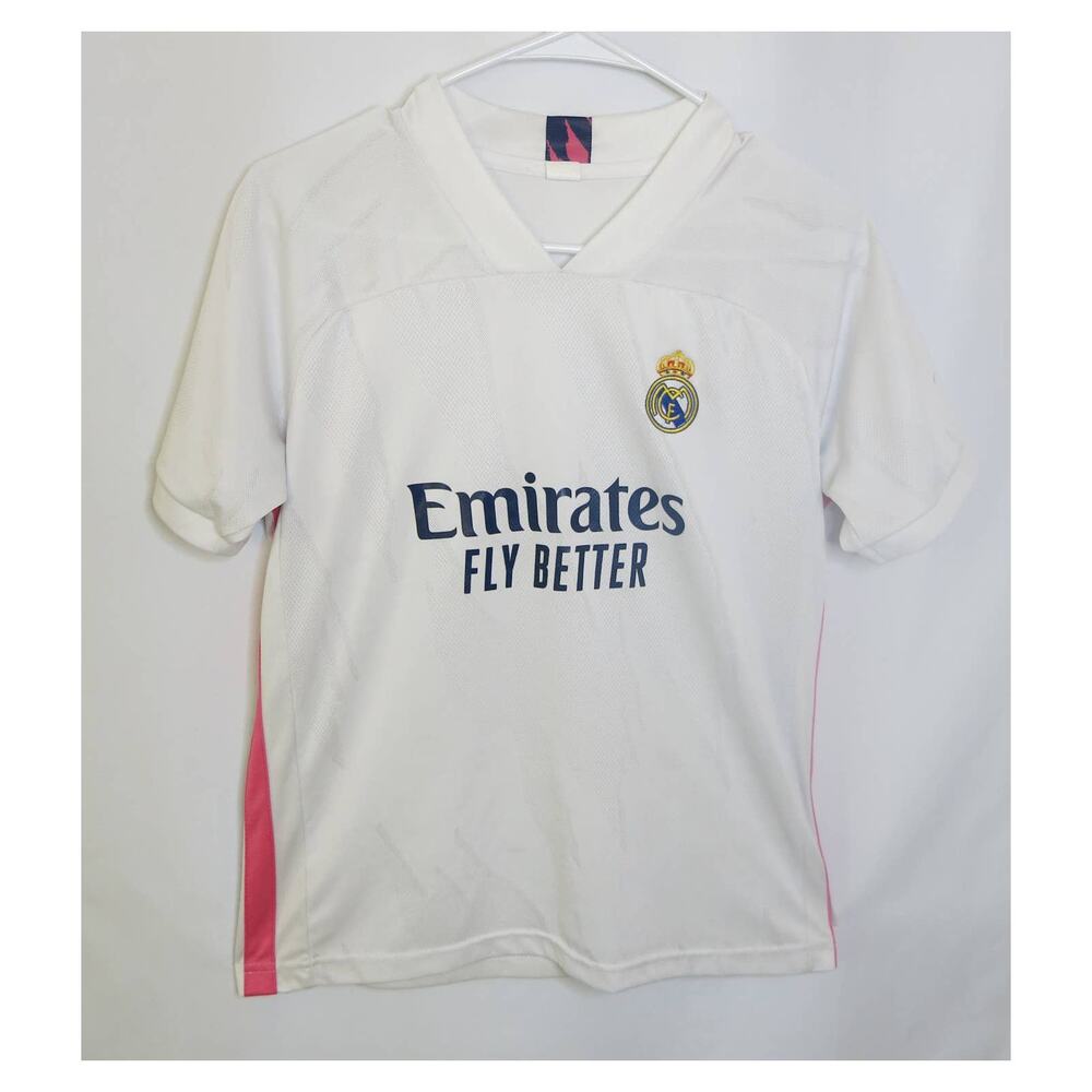 EMIRATES FLY BETTER Soccer Football Jersey Size S*Adult Polyester White Pink